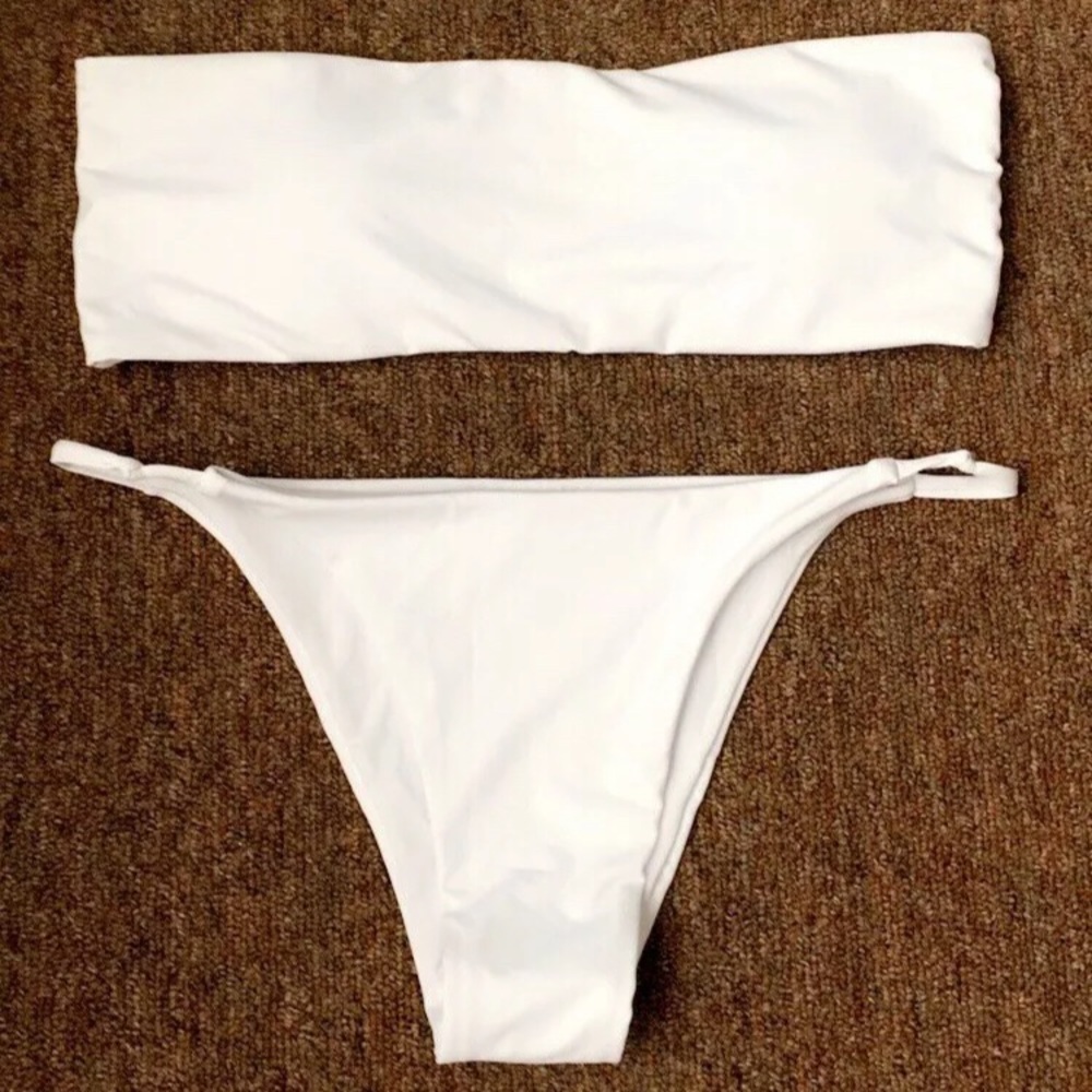 Sexy Women's White Padded Strapless Bikini Set